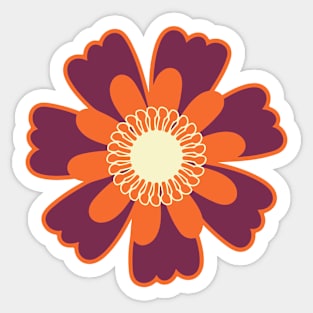 Purple and Orange Retro Style Daisy Tile Sticker